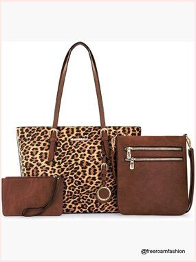 Leather Tote Bag Set with Crossbody and Wristlet, 3-Piece Handbag Collection